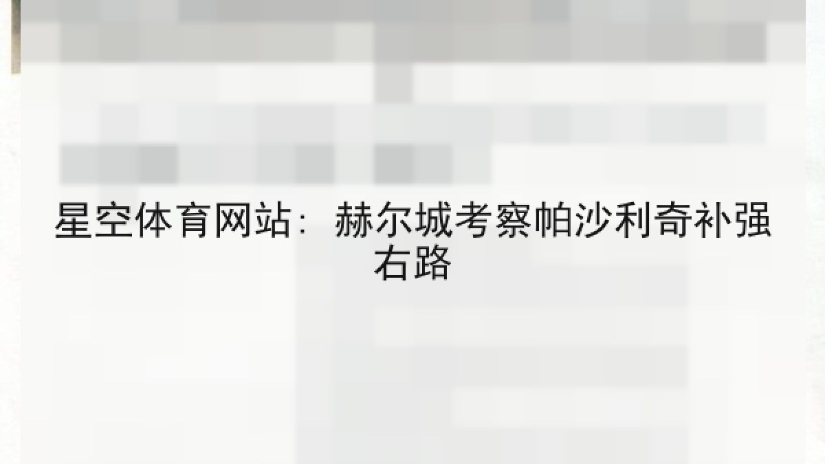 星空体育网站: 赫尔城考察帕沙利奇补强右路 星空体育网站: 赫尔城考察帕沙利奇补强右路